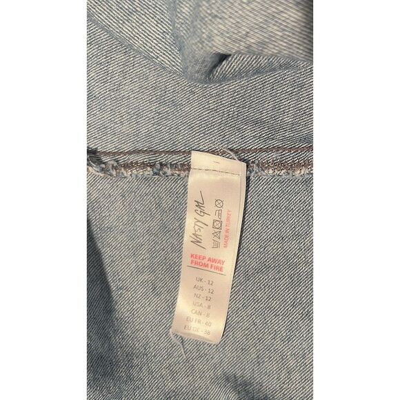 Nasty Gal Top Size US 8 Blue Denim Oversized Collared‎ Relaxed Shirt Jacket Warm - Picture 13 of 14